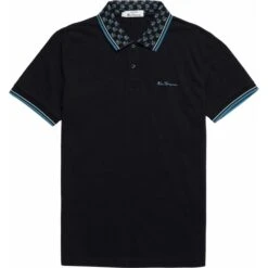 Ben Sherman Mens Big Size Cotton Pique Contrast Collar Short Sleeve Polo