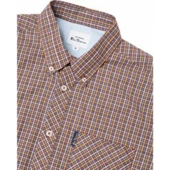 Ben Sherman Mens Big Size Mini Gingham Check Button Down Collar Cotton Short Sleeve Shirt -Ben Sherman Store ben sherman mens big size mini gingham check button down collar cotton short sleeve shirt p2639 211911 image