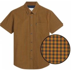 Ben Sherman Mens Big Size Signature Check Button Down Collar Casual Short Sleeve Shirt With Breast Pocket