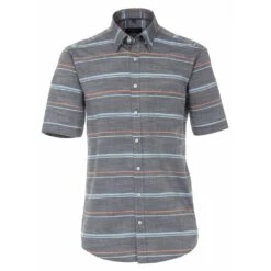 Casa Moda Horizontal Stripe Short Sleeve Shirt