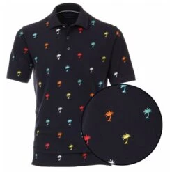 Casa Moda Palm Tree Patterned Polo Shirt