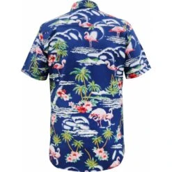 D555 Mens Big Size Durham Flamingo Print Cotton Casual Short Sleeve Shirt With Breast Pocket -Ben Sherman Store d555 mens big size durham flamingo print cotton casual short sleeve shirt with breast pocket p3158 245514 image
