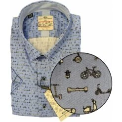 Dario Beltran Mens Big Size Extra Soft Cotton Bike Print Casual Short Sleeve Shirt