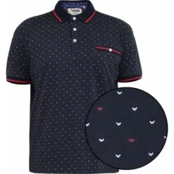 Duke Mens Big Size D555 Ao Printed Polo Shirt With Jacquard Collar Cuffs And Inner Placket