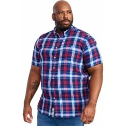 Duke Mens Big Size Woven Check Button Down Collar Casual Short Sleeve Shirt With Breast Pocket -Ben Sherman Store duke mens big size woven check button down collar casual short sleeve shirt with breast pocket p3083 242332 image