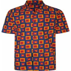 Espionage Mens Big Size Retro Pattern Casual Short Sleeve Shirt With Breast Pocket