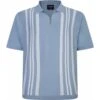 Espionage Mens Big Size Short Sleeve Striped Knitted Polo With Zip Neck And Rib Hemline -Ben Sherman Store espionage mens big size short sleeve striped knitted polo with zip neck and rib hemline p3050 239785 image