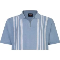 Espionage Mens Big Size Short Sleeve Striped Knitted Polo With Zip Neck And Rib Hemline -Ben Sherman Store espionage mens big size short sleeve striped knitted polo with zip neck and rib hemline p3050 239786 image