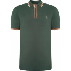 Greyhawk Mens Big Size Quarter Zip Neck Stretch Cotton Pique Short Sleeve Polo