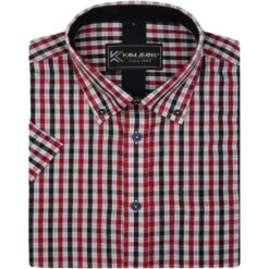 Kam Mens Big Size Two Tone Check Button Down Collar Short Sleeve Shirt -Ben Sherman Store kam mens big size two tone check button down collar short sleeve shirt p3171 246143 image