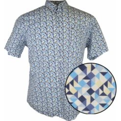 Kings Road Mens Big Size Geometric Print Casual Short Sleeve Shirt
