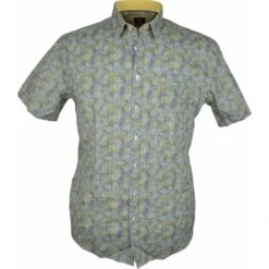 Kings Road Mens Big Size Leaf Print Cotton Casual Short Sleeve Shirt -Ben Sherman Store kings road mens big size leaf print cotton casual short sleeve shirt p2765 219441 image