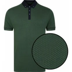 Lizard King Mens Big Size Fashion Woven Pattern Button Down Collar Polo