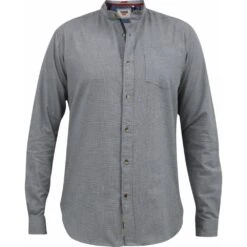 Mens Big Size Duke D555 Grandad Long Sleeve Shirt With Micro Dogtooth Check -Ben Sherman Store mens big size duke d555 grandad long sleeve shirt with micro dogtooth check p3235 248417 image