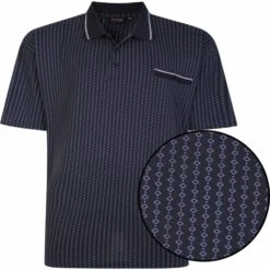 Mens Big Size Espionage Smart Plain Dyed Polo Shirt With Jacquard Knit Rib To Collar Cuff And Pocket