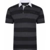 Mens Big Size Kam Stripe Rugby Short Sleeve Polo