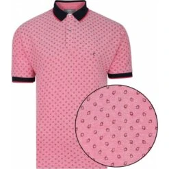 Mens Big Size Peter Gribby PJ22104 Short Sleeve Two Tone Printed Pique Polo Shirt