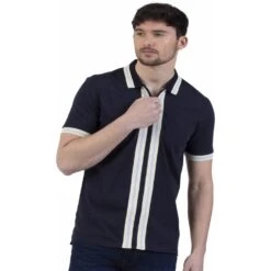 Mish Mash Mens Big Size Cotton Full Zip Polo Navy