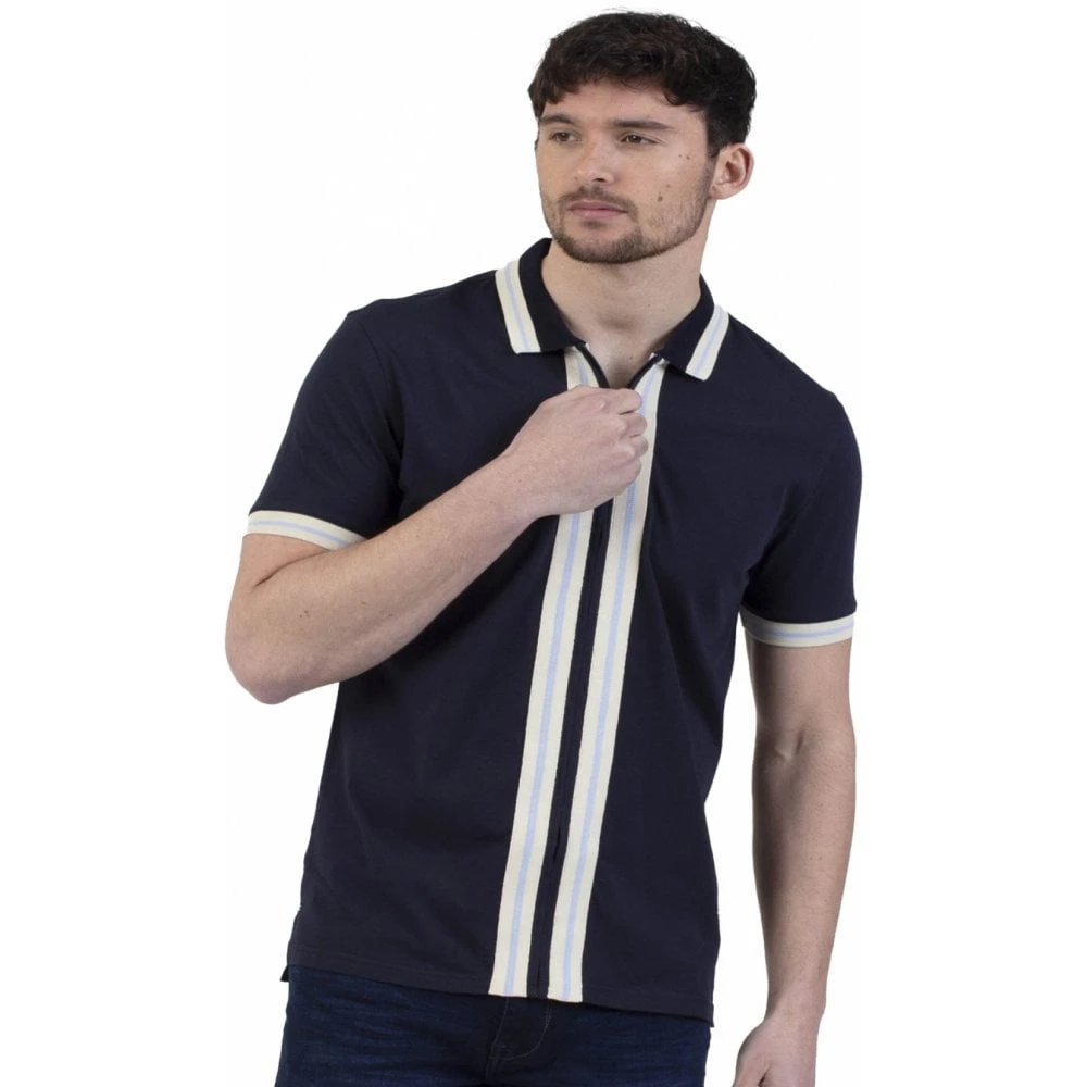 Mish Mash Mens Big Size Cotton Full Zip Polo Navy 3 Mish Mash Mens Big Size Cotton Full Zip Polo Navy