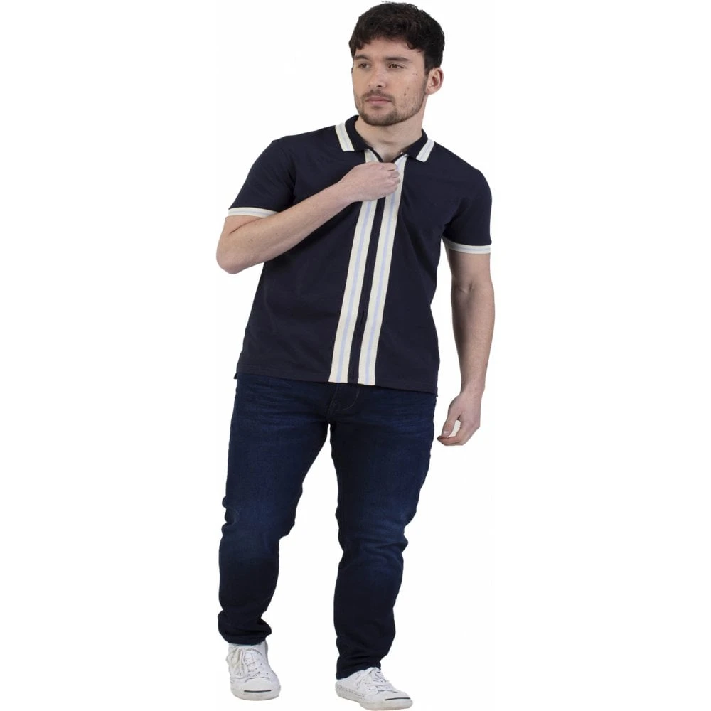 Mish Mash Mens Big Size Cotton Full Zip Polo Navy 9 Mish Mash Mens Big Size Cotton Full Zip Polo Navy - Image 7