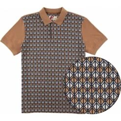 Mish Mash Mens Big Size Knitted Diamond Pattern Cotton Short Sleeve Polo