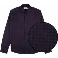 Mish Mash Mens Big Size Mini Diamond Print Pattern Casual Cotton Long Sleeve Shirt