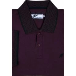 Mish Mash Mens Big Size Plain Cotton Polo With Patterned Contrast Collar And Cuff