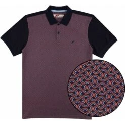 Mish Mash Mens Big Size Smart Jersey Short Sleeve Geometric Print Front Panel Polo