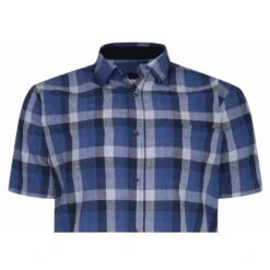 Peter Gribby Mens Big Size Linen Check Short Sleeve Shirt Indigo -Ben Sherman Store peter gribby mens big size linen check short sleeve shirt indigo p2389 192229 image