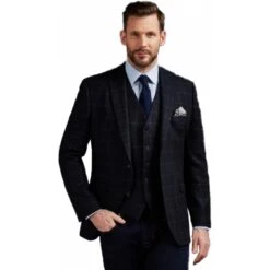 Scott Mens Big Size Box Check Wool Single Breasted Sports Jacket With Side Vents