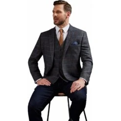 Scott Mens Big Size Wool Blue Red Check Sports Jacket